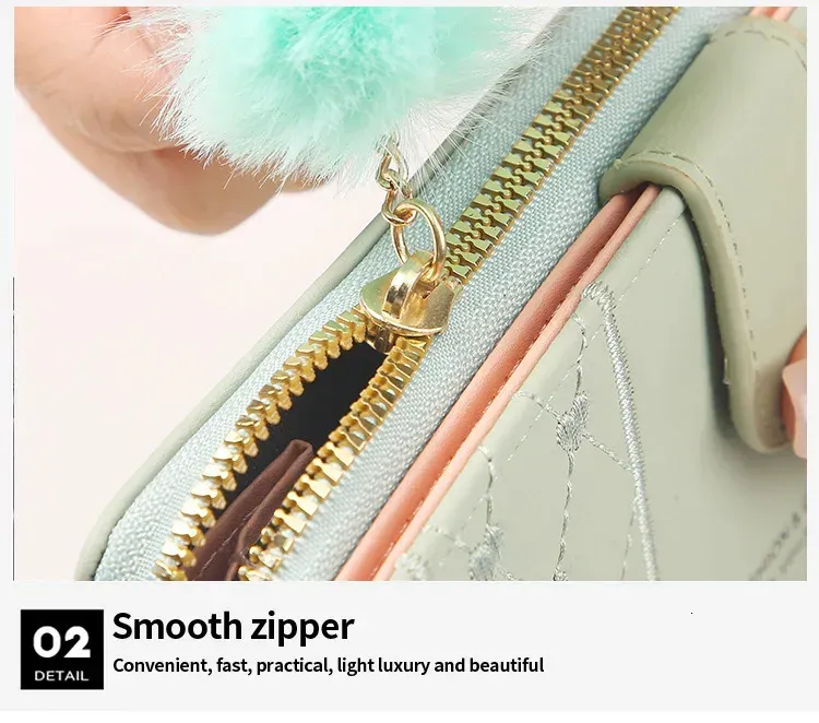 Frauen Lange Brieftasche Pu-leder Halter Große Kapazität Haspe Reißverschluss Geldbörse Multi-karten-organizer Handy Armband_voghion.com