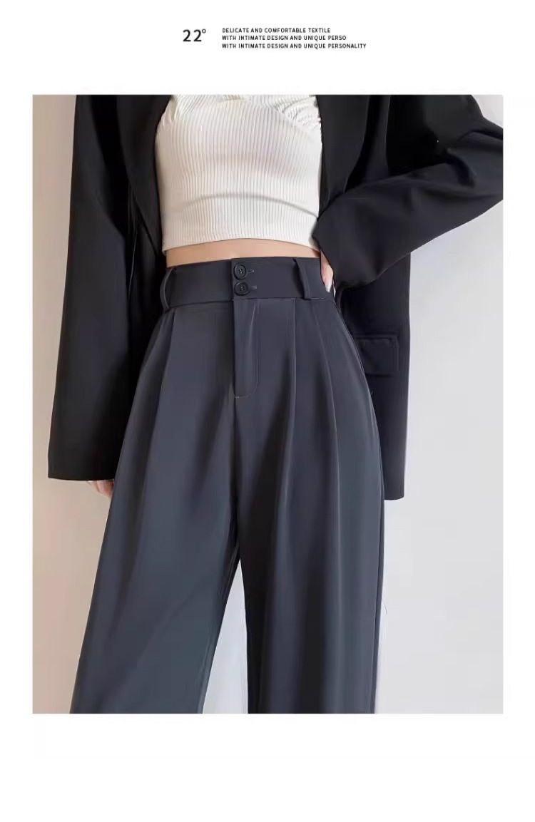 Women's High-Waisted Trousers – Slim Fit Office Pants With Flowy Hem (S-5XL, 4 Colors, Wrinkle-Free Polyester)_voghion.com