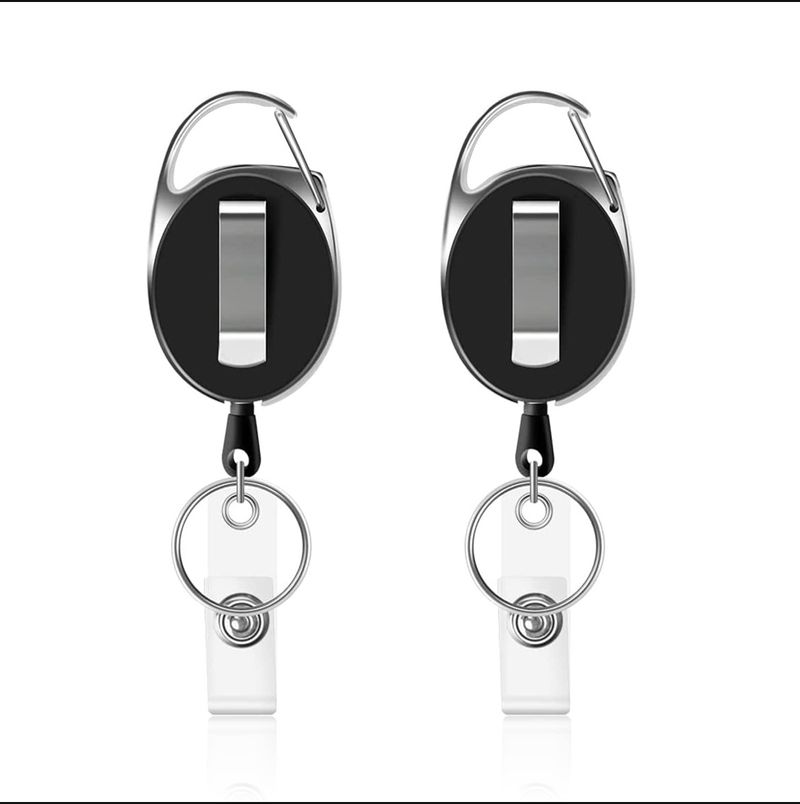 Black Oval Easy Pull Buckle Easy Pull Retractable Buckle Puller ID Buckle Retractable Keychain Badge Reel_voghion.com