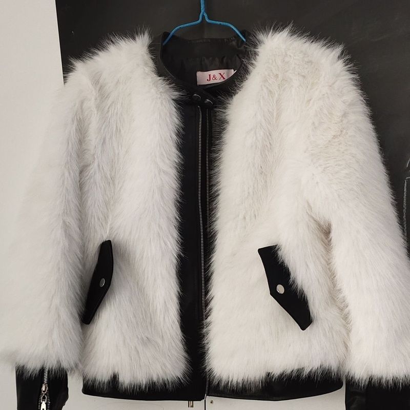 Cappotto in pelliccia di volpe da donna, giacca da motociclista patchwork corta, imbottita e spessa, abbigliamento invernale_voghion.com