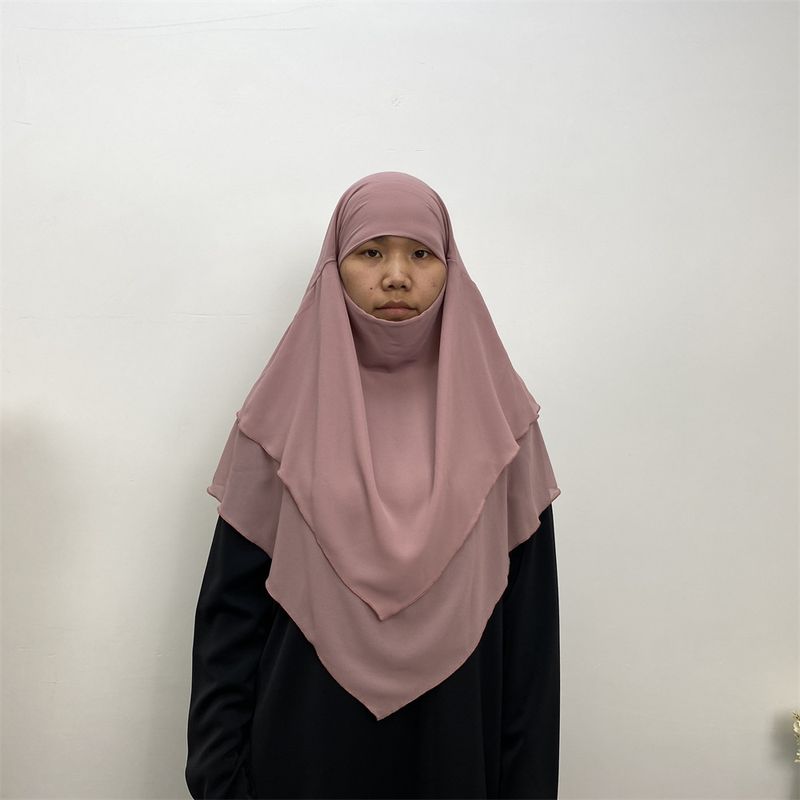 Solid Color Chiffon Headscarf Solid Color Double Layer Large Headscarf_voghion.com