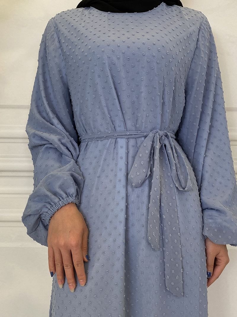 Laatste moderne mode Ruffle Polka islamitische kleding Kaftan met voering Vrouwen moslim Maix Casual jurk Abaya_voghion.com