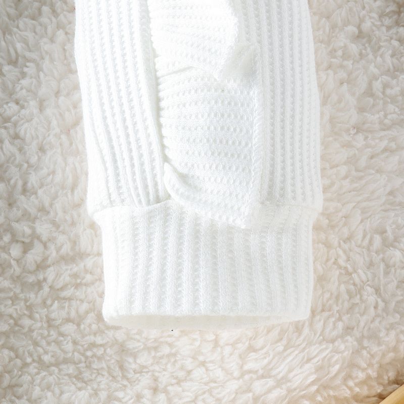 Mother & Kids Baby Girl’s Waffle-Knit Bodysuit With Flutter Sleeves – Soft & Stylish, 0-12M"_voghion.com