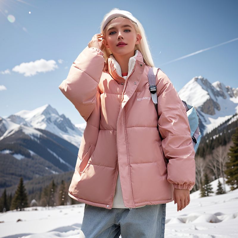 Grenziwwerschreidend Lämmchewoll Unisex Daunen-Standkragen, kuerzen Design, vir an hannen, Kottengjacke, Wantermantel_voghion.com