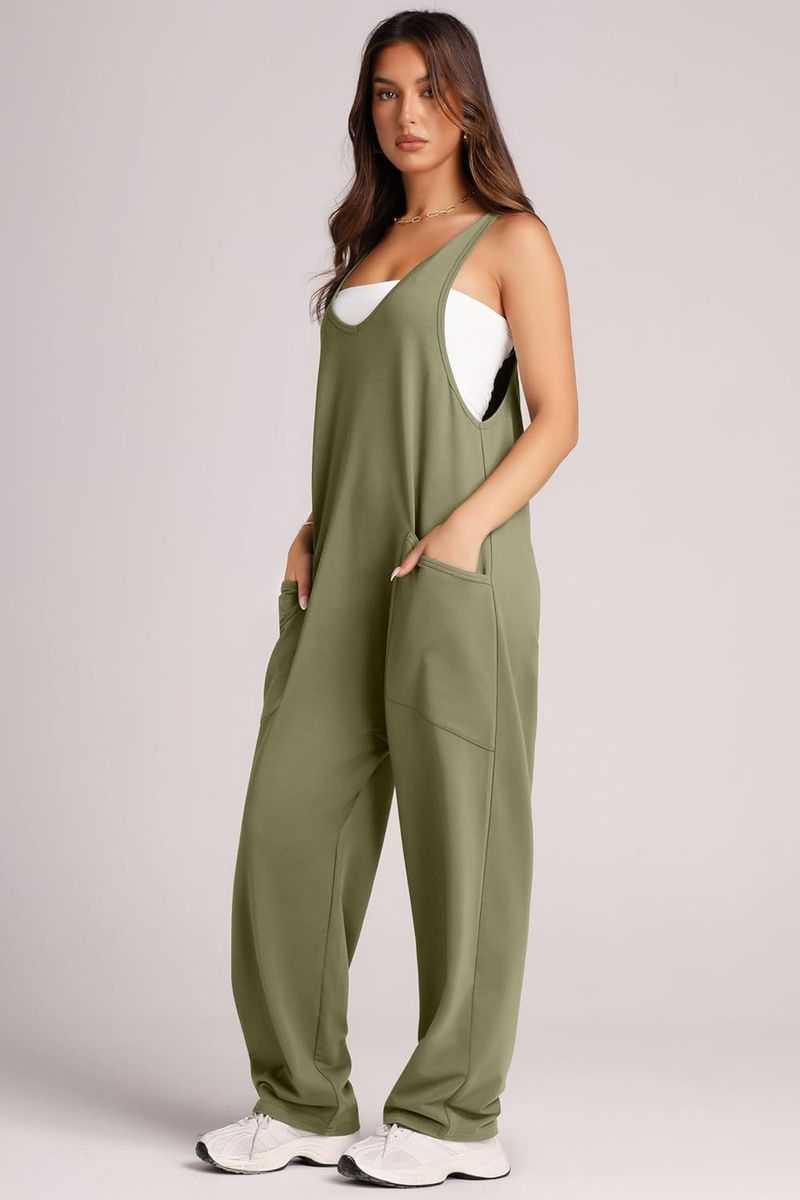 Sommer-Jumpsuit aus Baumwolle für Damen – Ärmelloser Overall mit Taschen, lässiger, lockerer Schnitt | Streetwear-Mode | Leicht und atmungsaktiv_voghion.com