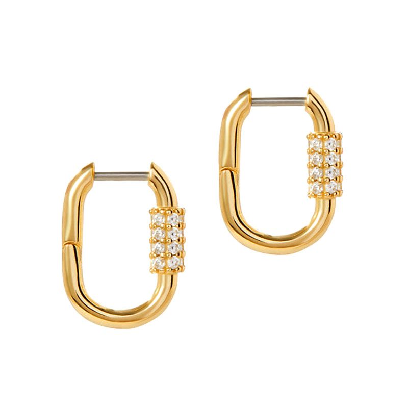 Orecchini a forma di U con zirconi intarsiati retrò francesi in argento S925, moda femminile, semplici orecchini geometrici quadrati versatili_voghion.com