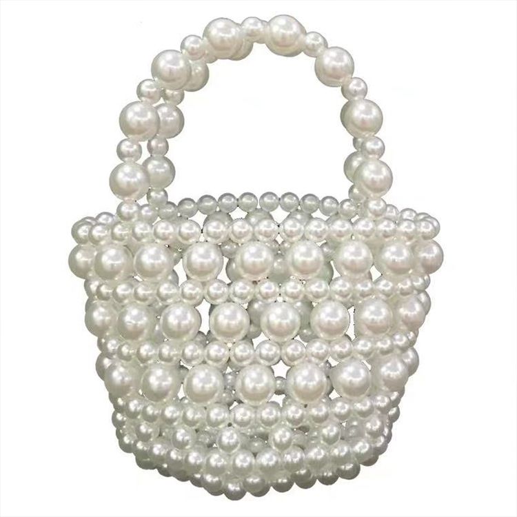 Sac seau à main en perles de style français, mignon, fait à la main, niche féerique, polyvalent, nouveau sac tissé d'été_voghion.com