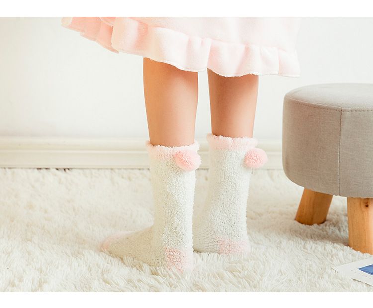 4 Paar/Set Coral Fur Damen Veet Verdickte Home- oder Moon Warme Schlafsocken für Herbst und Winter_voghion.com