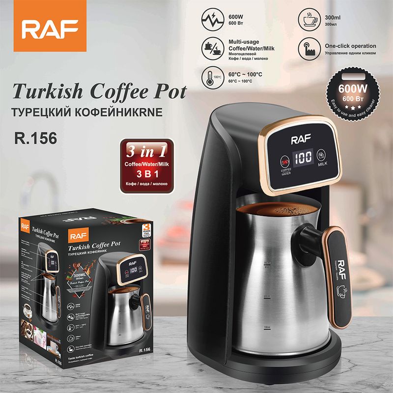 Cafetera y tetera turca portátil de acero inoxidable para oficina RAF Household Heating R156_voghion.com
