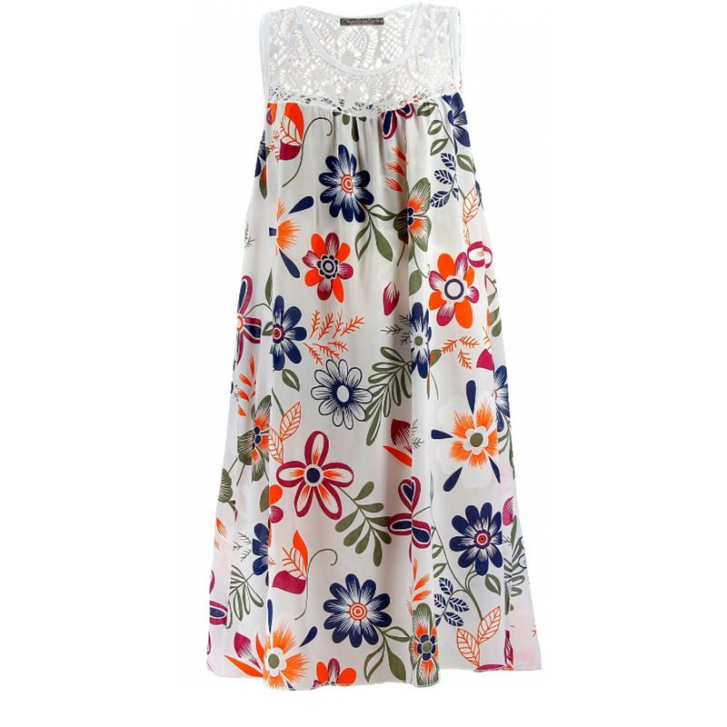 2022 Women's Sleeveless Head Lace Printed Large Swing Tank Top Dress_voghion.com