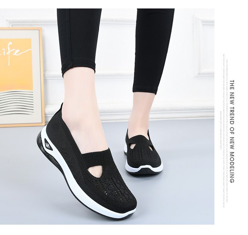 Non-slip hollow breathable lightweight and comfortable middle-aged and elderly mother shoes_voghion.com