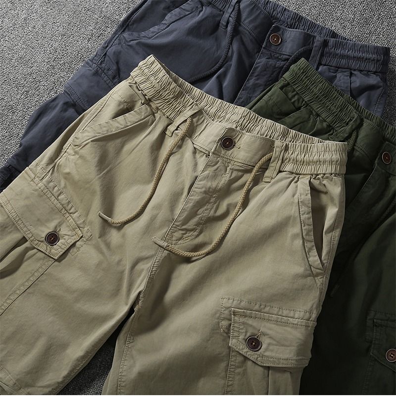 Herrenbekleidung Outdoor-Arbeitsshorts Sommer-Casual-Cargo-Shorts mit mehreren Taschen Bequemer Baumwollstoff Gerade Passform für den täglichen Gebrauch_voghion.com