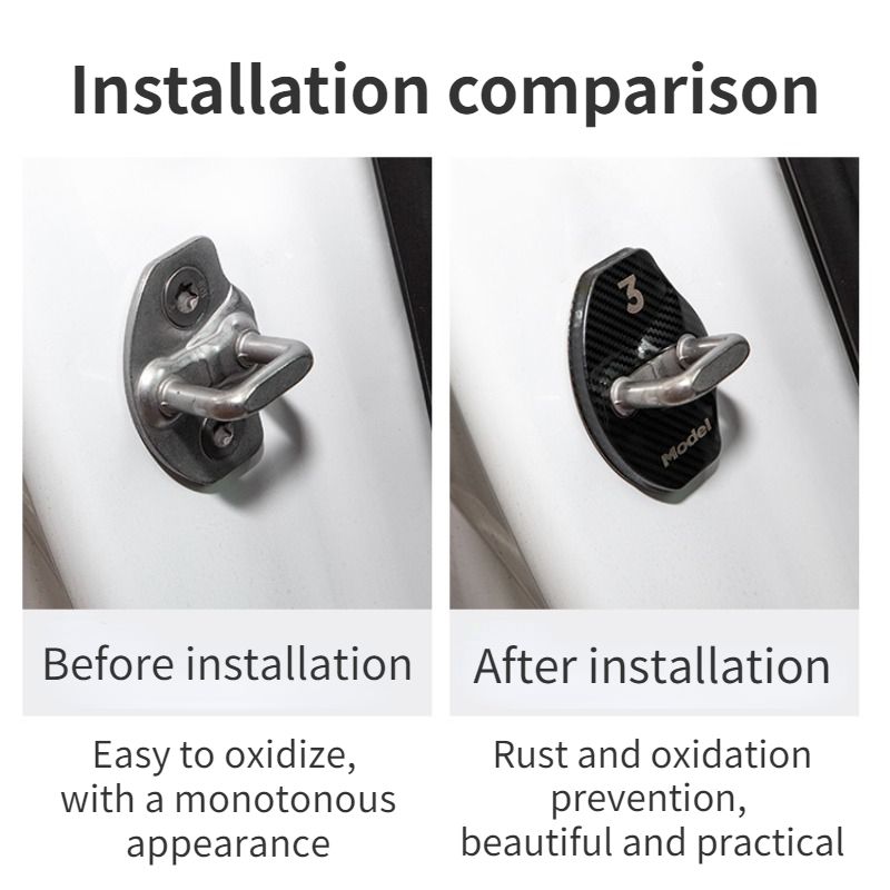 Housse de protection pour Tesla Model 3 Y Boucle de verrouillage de porte de voiture en acier inoxydable Accessoires de décoration de protection 2017-2023_voghion.com