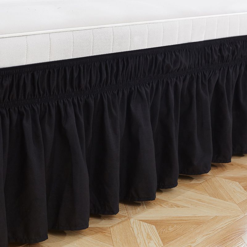 Faldón de cama estilo princesa con doble elástico (franela lisa, apto para camas tamaño queen/king - Decoración elegante para dormitorio)_voghion.com
