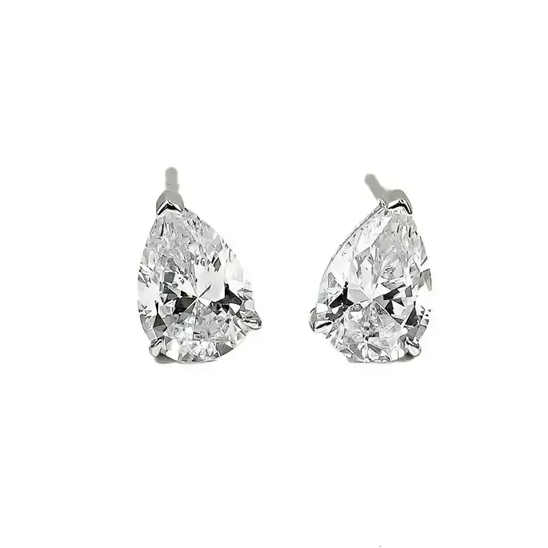 925 Silver Female 3- Light Water Droplet Pear Shaped Ear Hole Earrings Simple And Niche Versatile Temperament 250530_voghion.com