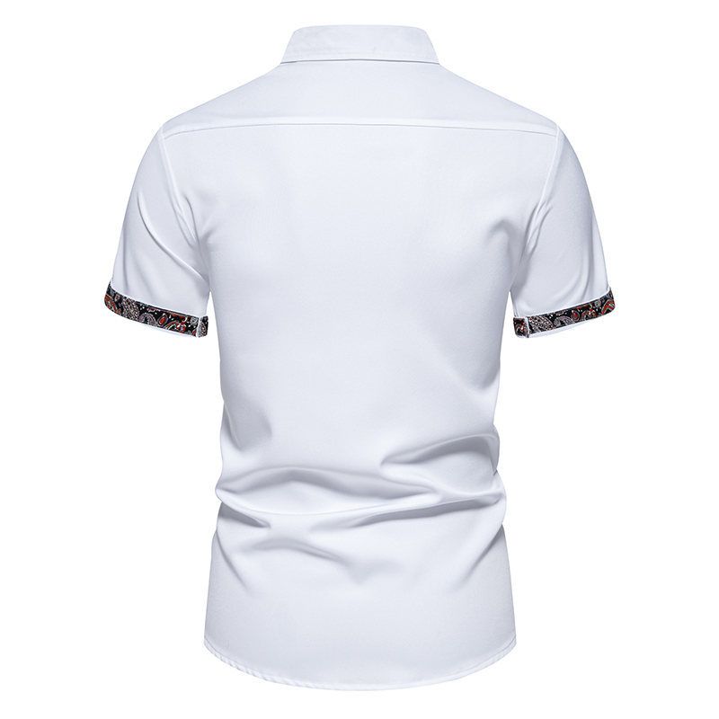 Men's Clothing Floral Dress Shirt Slim-fit Casual Paisley Printed Shirt Men's Short-sleeved Buckle Shirt_voghion.com