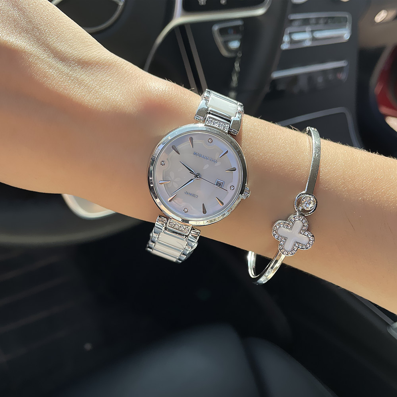 Orologio da donna con calendario e cintura impermeabile al quarzo minimalista in ceramica di nuova moda_voghion.com