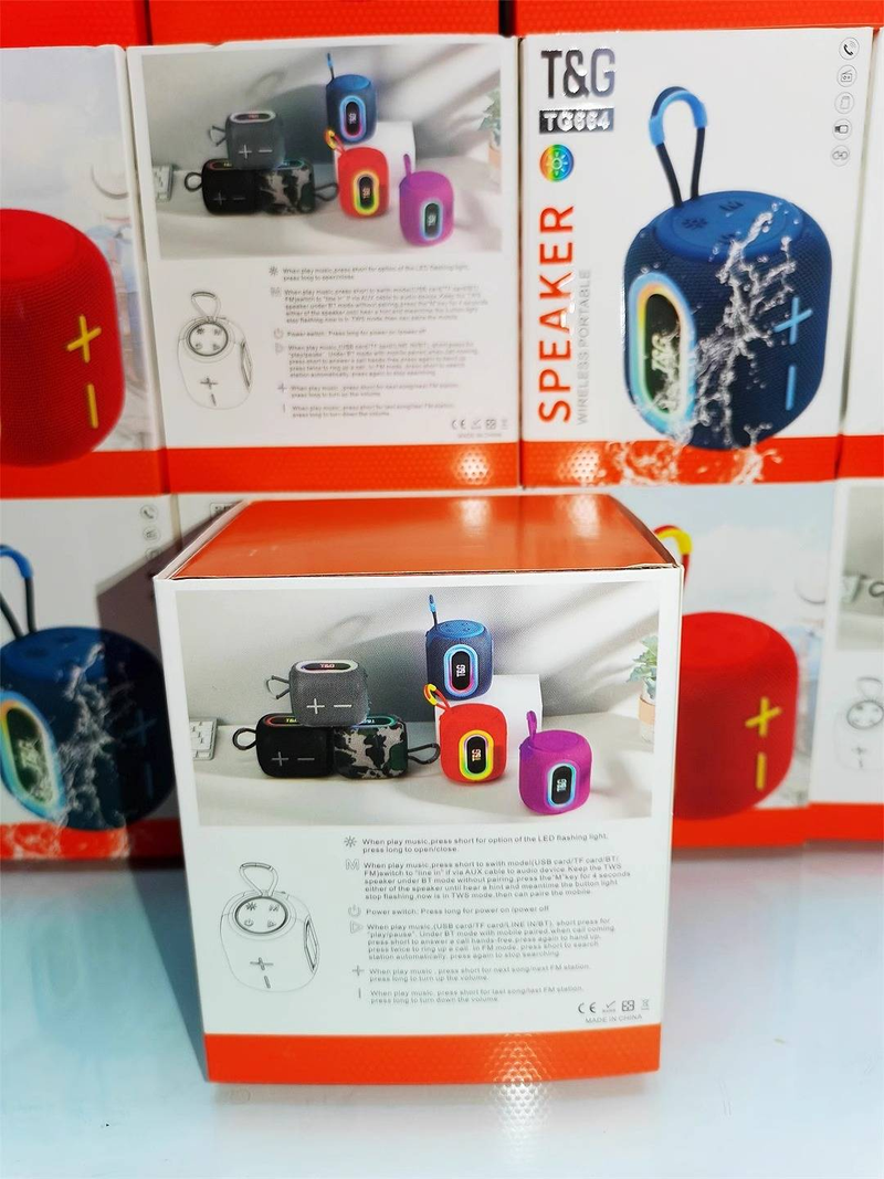 Ny TG664 trådlös bluetooth högtalare bärbar subwoofer utomhus bärbar TWS färgglada vibrerande membran ljus presenter för män och kvinnor_voghion.com