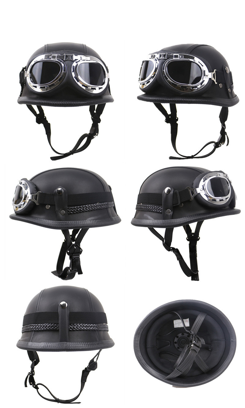 Motocyklová helma ve stylu Harley Kožená helma_voghion.com