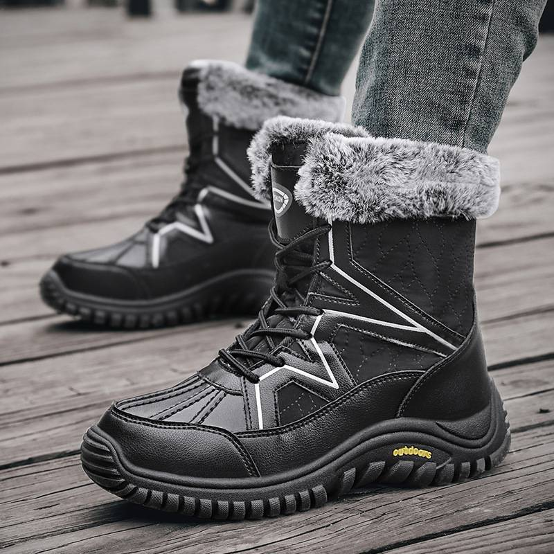 Scarpe da donna, scarpe di cotone, stivali da neve alti invernali da donna, stivali da esterno caldi in velluto, tutti abbinati_voghion.com