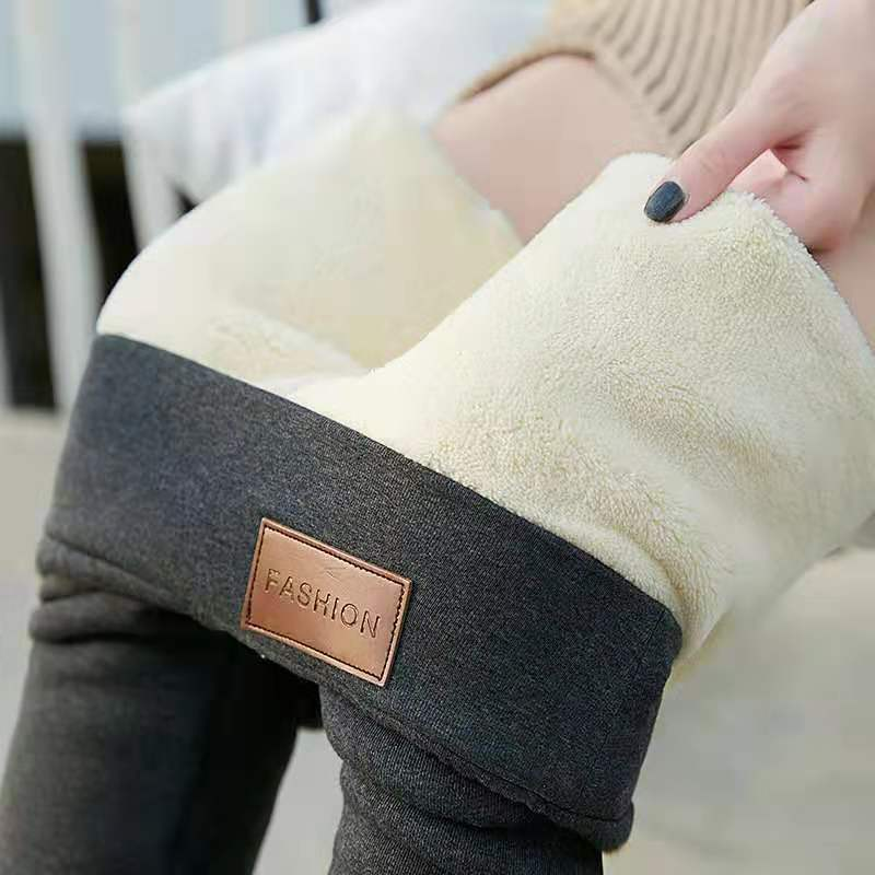 Women's Clothing Lambskin leggings outer wear plus velvet thickened mother warm small feet casual pants large size pencil pants_voghion.com