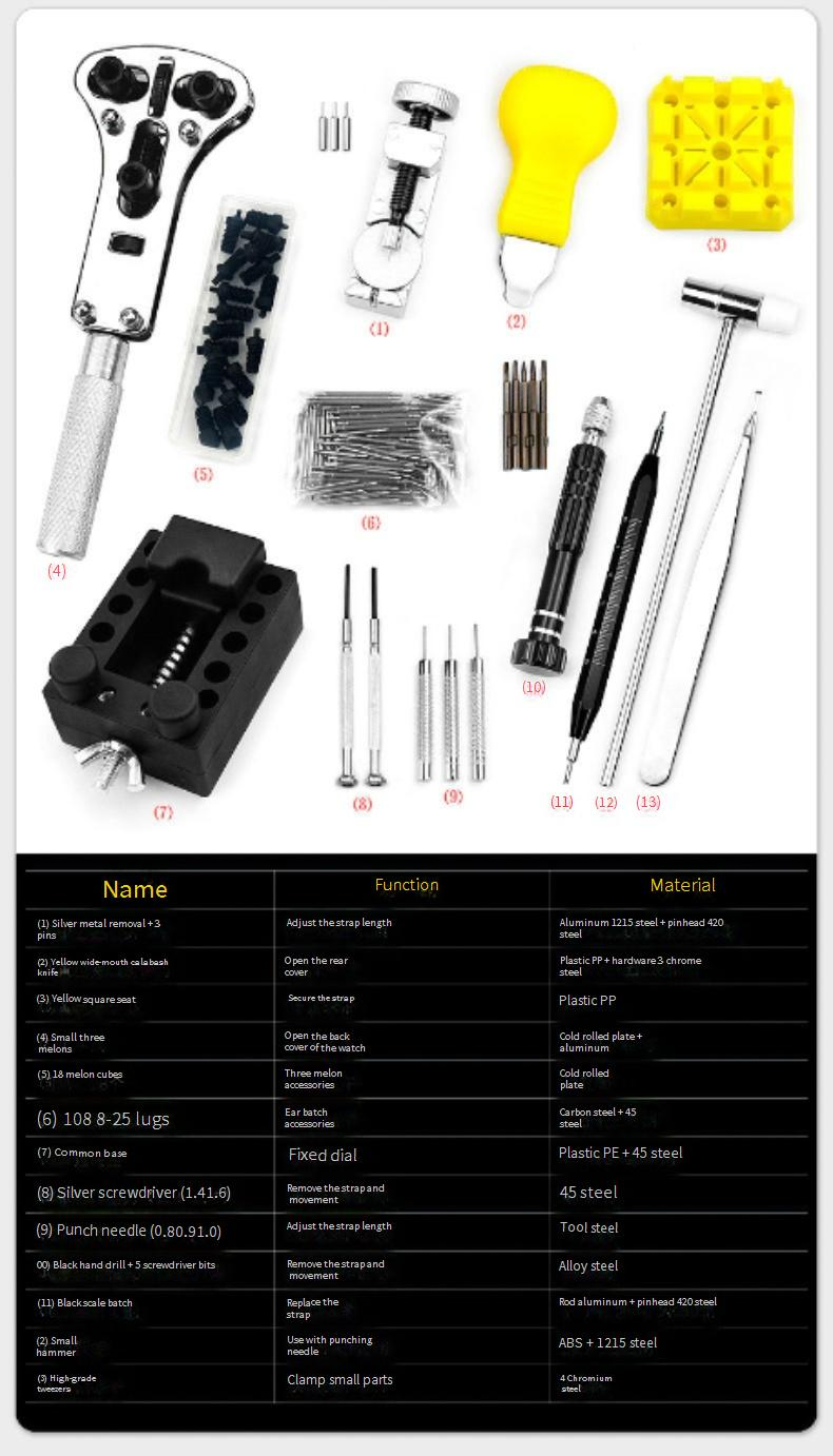 148 Sets Of Watch Repair Tools 148 Sets Of Watch Repair Tools Tools For Changing Watch Straps, Repairing Watches, And Replacing Parts_voghion.com