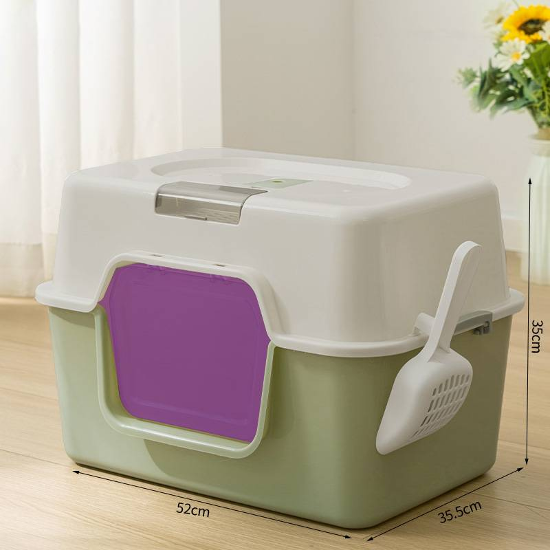 Litiera pentru pisici, cutie de toaletă închisă pentru pisici, toaletă mare pentru pisici, rezistentă la mirosuri, stropire cu nisip, rezistentă la UV, toaletă super mare pentru pisici_voghion.com