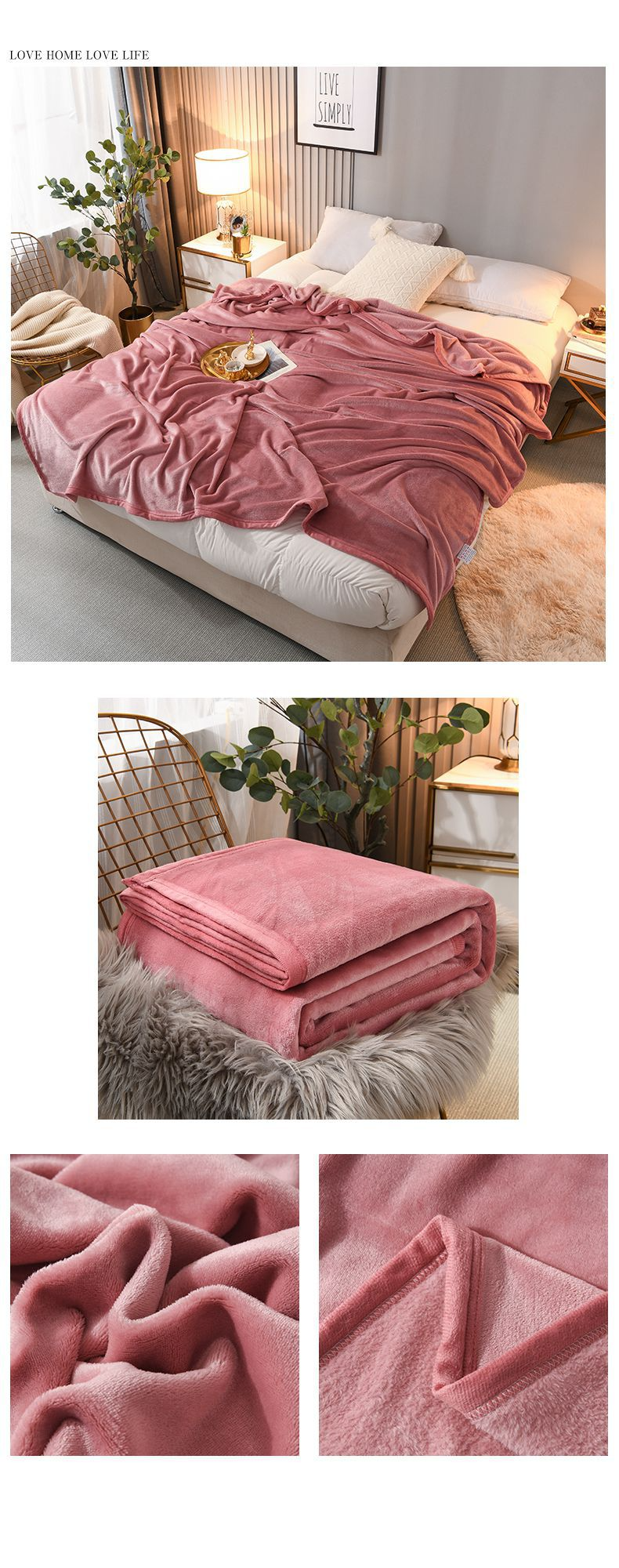 Manta de vellón francés multifuncional de color sólido para otoño e invierno, cálida manta para guardería, manta para cama individual y doble._voghion.com