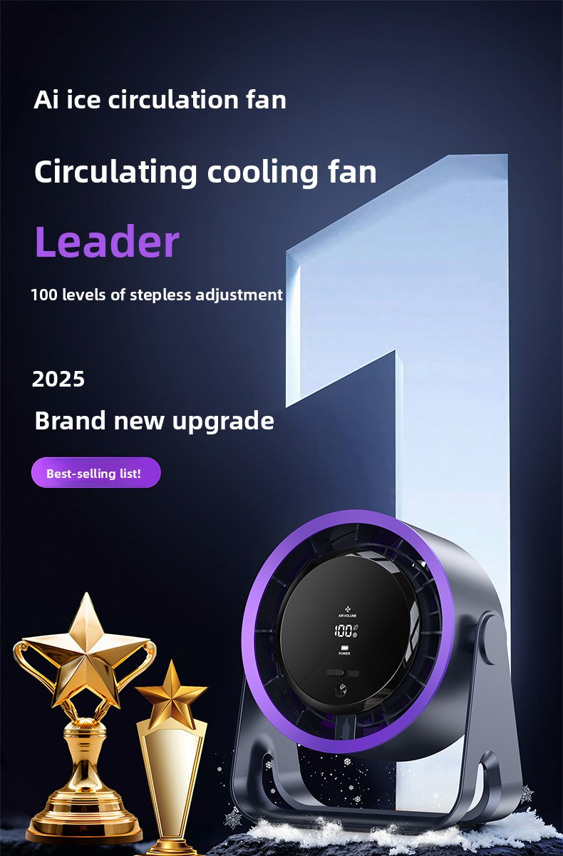 Ventilateur de bureau, chargement USB, affichage numérique, silencieux, pour bureau, dortoir, vent fort, petit format_voghion.com