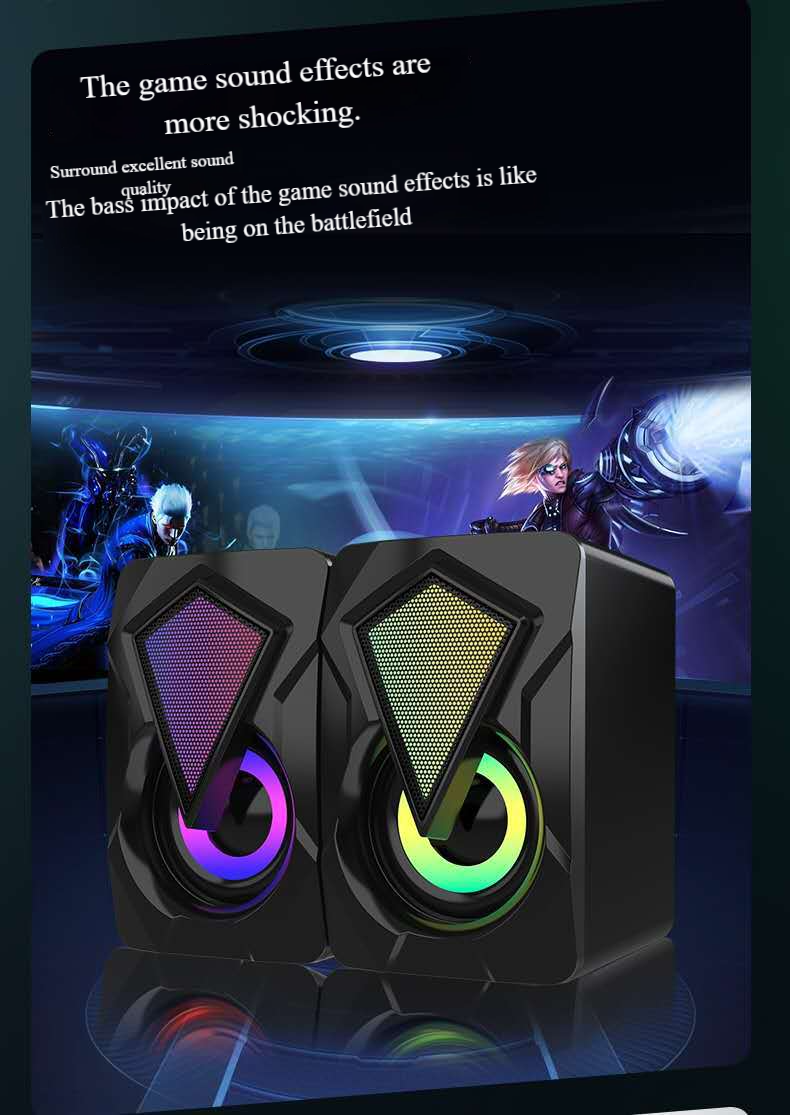 RGB Gaming Computer Speakers - Mini Wired Multimedia Soundbar For PC/Laptop With Dynamic LED Lighting_voghion.com