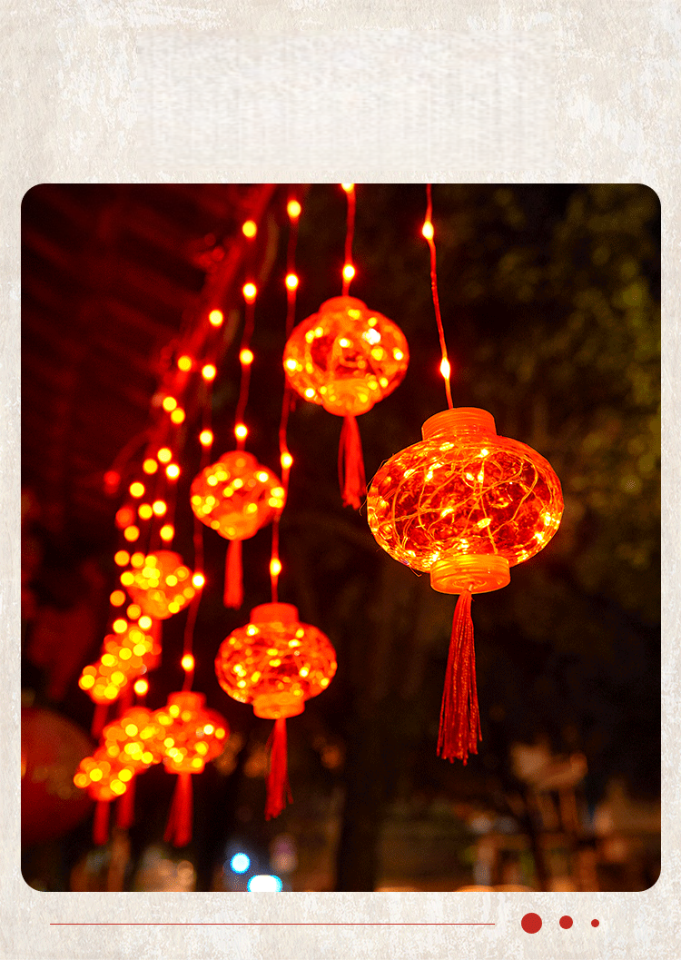 New Year LED String Lights - Red Lantern Decorations For Indoor/Outdoor, Window, Garden, Holiday & Festival Lighting (8 Modes, Plug-in/Solar)_voghion.com