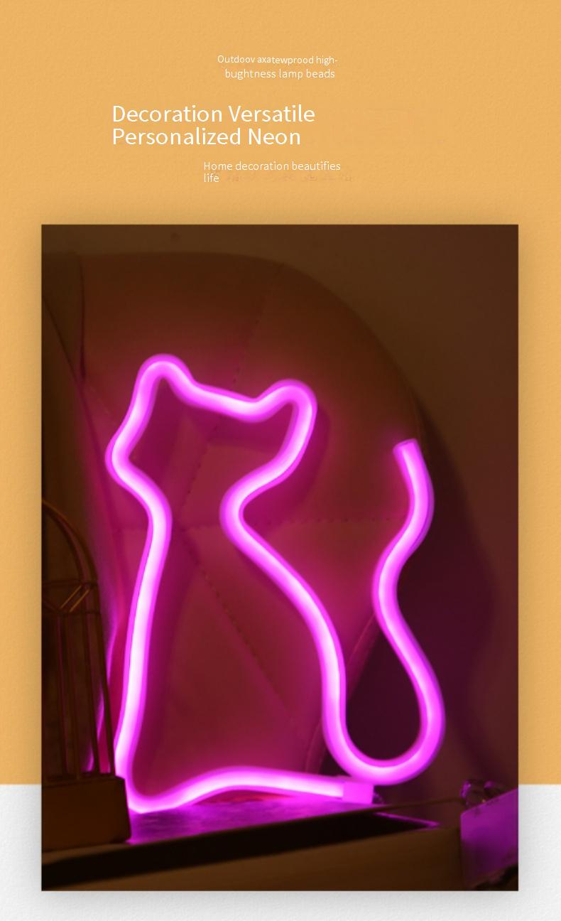 LED Neon Moon Heart Rainbow Star Creative Night Light For Bedroom Decor, Battery & USB Powered, Multiple Shapes (Lightning, Love, Unicorn)_voghion.com