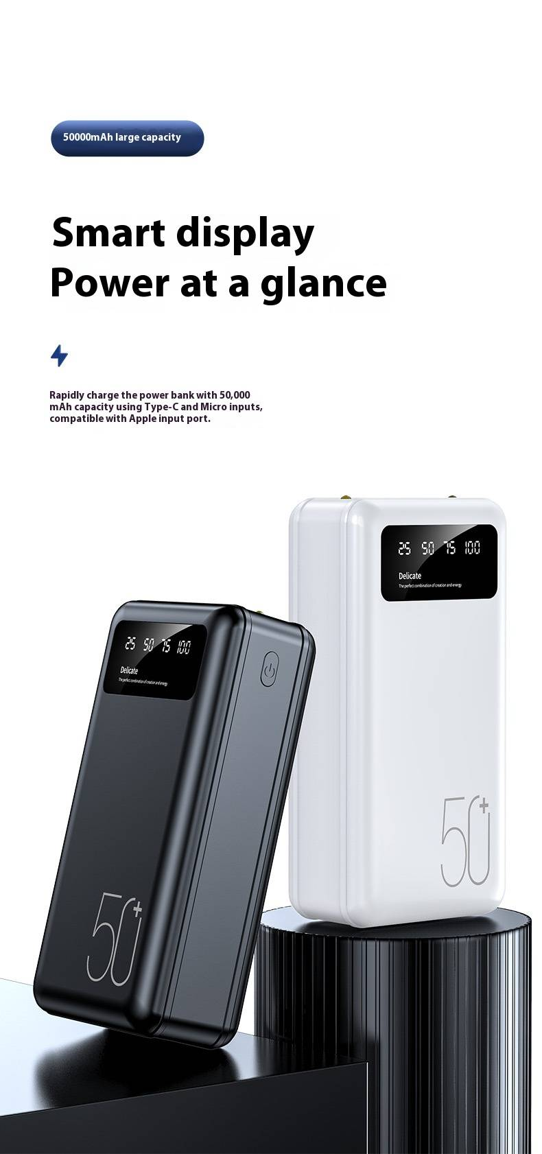High-Capacity 50000mAh Portable Power Bank With Fast Charging For Camping & Outdoor Activities_voghion.com