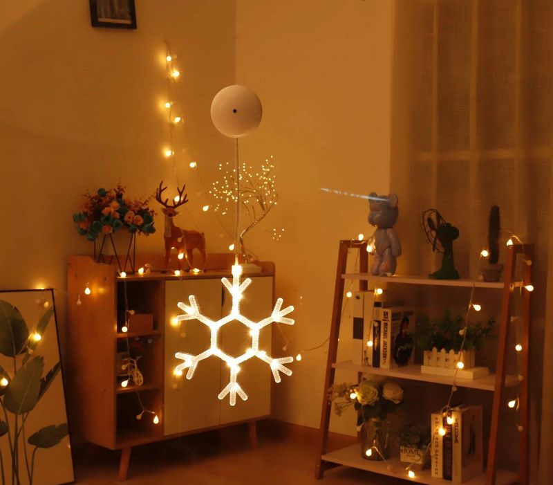 Luces LED navideñas con ventosa para ventana: decoración festiva con 8 diseños encantadores_voghion.com