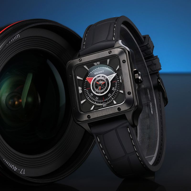 BERNY Automatic Watches For Men Fashion 10ATM Waterpoof Fluororubber Strap Mechanical Square Watch With Date Super Luminous Sapphire Wrist Watch_voghion.com