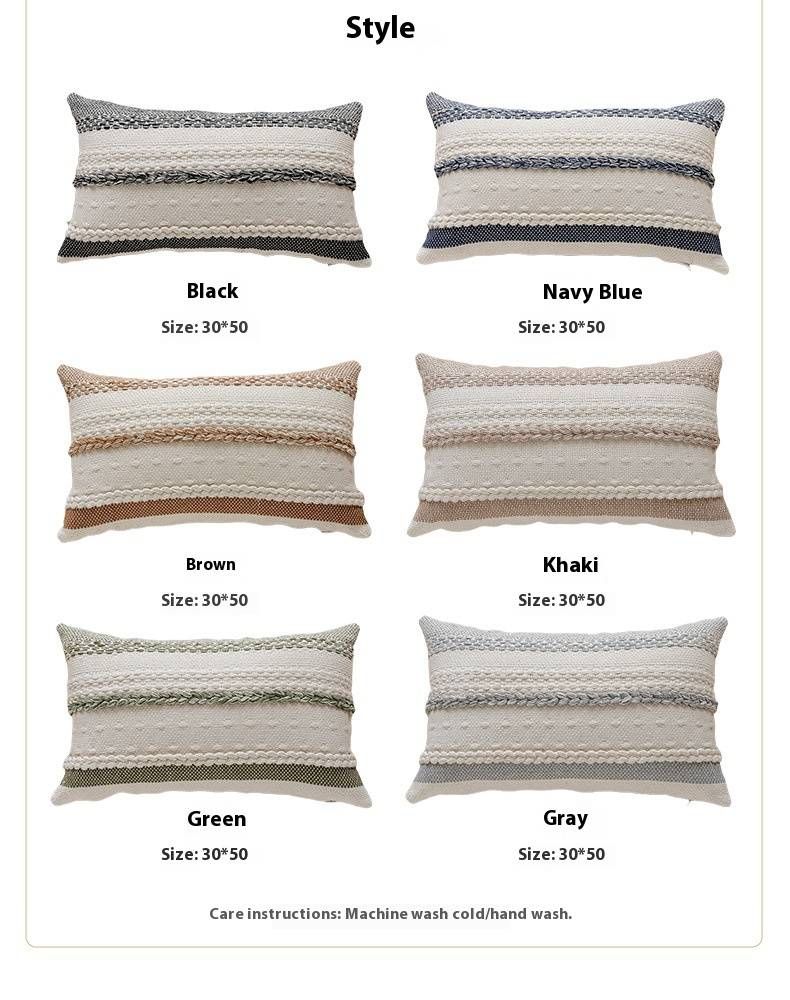 Braided Stripe Throw Pillow Cover Set – Modern Minimalist Woven Cushion Cases For Sofa & Bed, 30x50cm Poly-Cotton Blend Decorative Pillow Covers_voghion.com