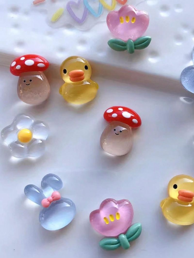 10pcs Transparent Duck, Rabbit, Mushroom, Flower Shoe Charms Decorations, Fish, Crab, Octopus, Seahorse Shape,Suitable For Clogs, Beach Sandals_voghion.com