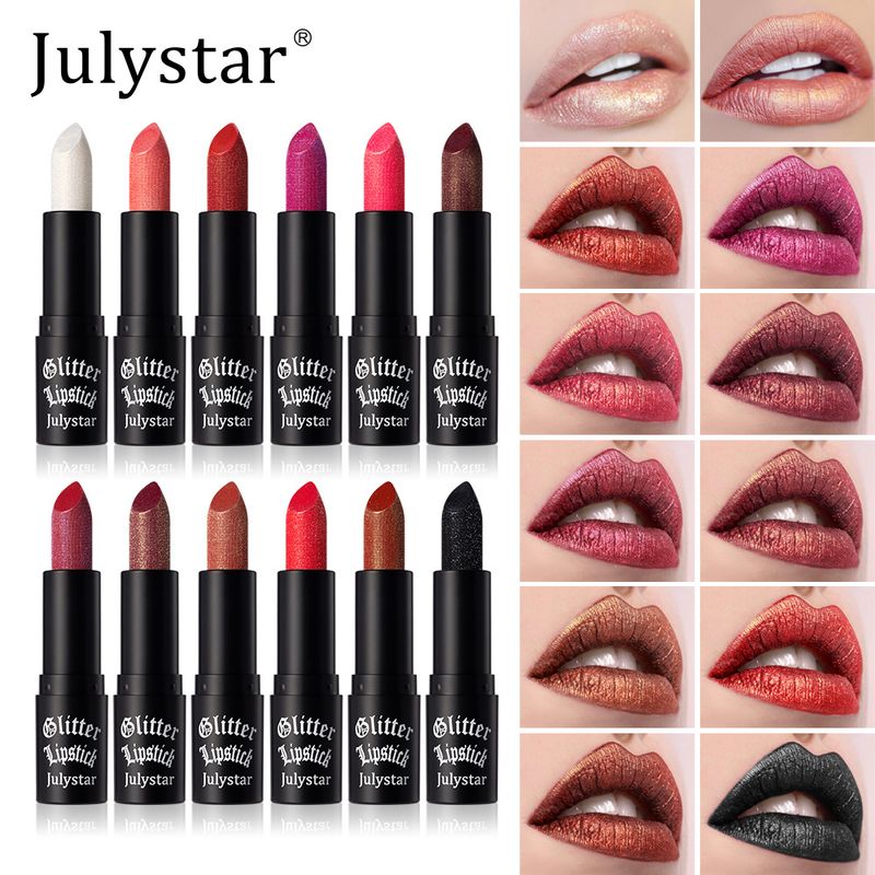 12-color Sparkling Starry Sky Diamond Lipstick, Finely Engraved Sparkling And Lustrous Lip Balm_voghion.com