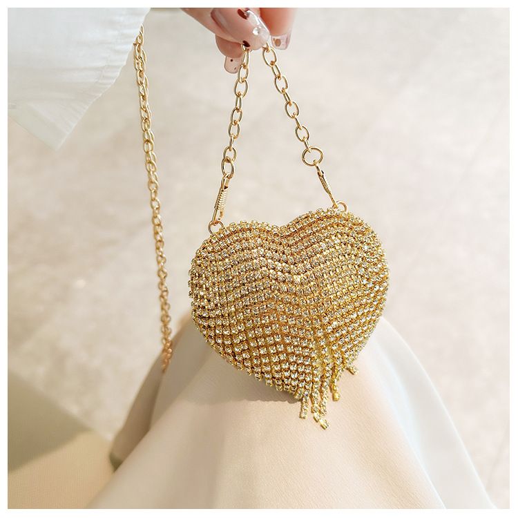 Neue Promi-Mini-Herzform Mode Diamant Perle Mini Geldbörse Abendtasche Kette Tasche_voghion.com