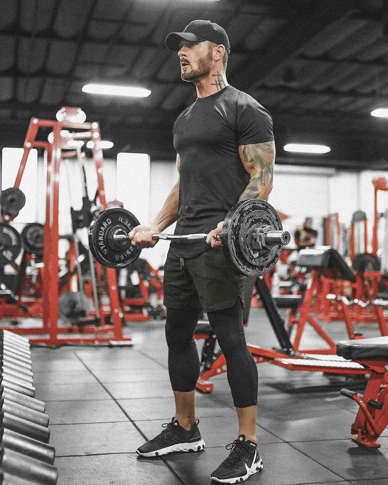 Muscle Brother Round Neck Sports Fitness T-shirt For Men's Breathable Sweatwicking Training Casual Solid Short Sleeves_voghion.com