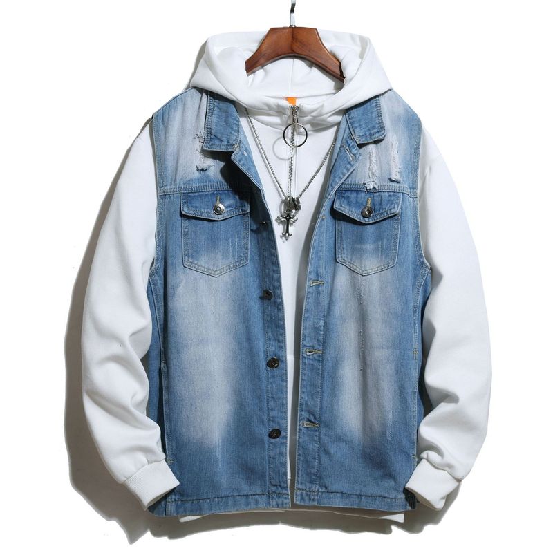 Men's Clothing New Style Trendy Fashion Denim Vest Simple And Versatile Casual Denim Jacket_voghion.com