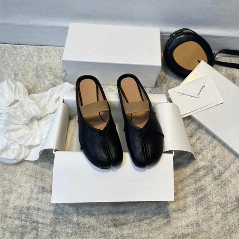 High Board Split Toe Shoes, Real Leather Bag, Half Slipper, Elastic Band, Tabi, Summer Outdoor Cool Slippers, Shallow_voghion.com