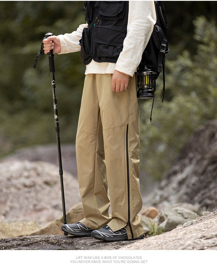 001 Spring And Autumn Outdoor Waterproof Hiking Men, Functional Zipper Straight-Leg Cargo Casual Pants For Men_voghion.com