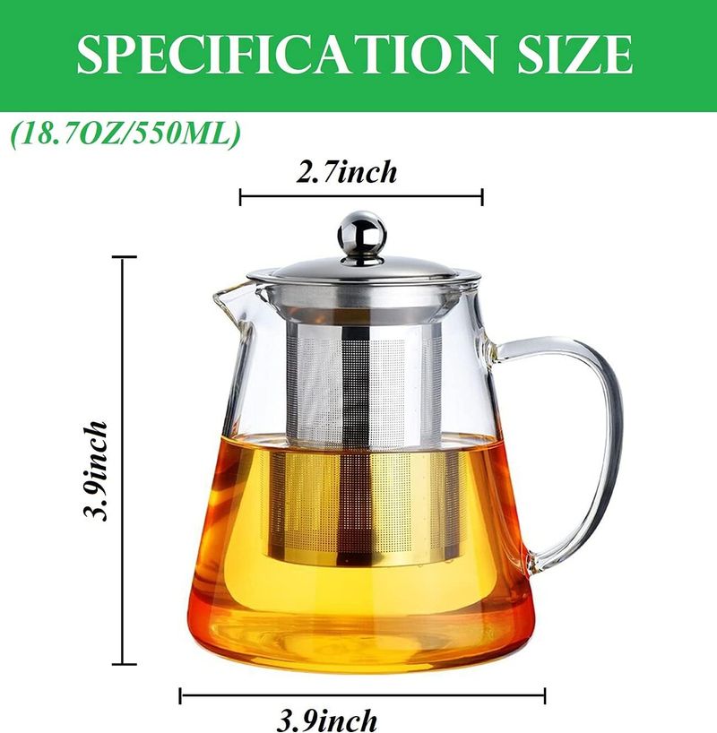 Mini glazen theepot - roestvrijstalen theefilter magnetron/fornuis_voghion.com