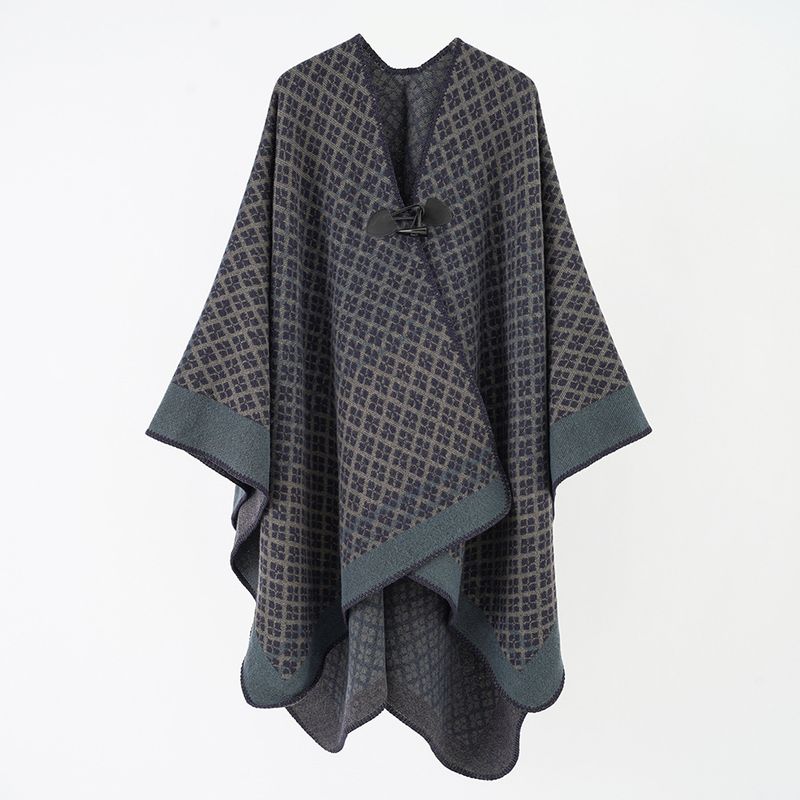 Einfacher Schal mit Knöpfen für vier Jahreszeiten, Herbst und Winter, übergroßer Ethno-Stil, verdickter warmer geteilter Umhang, Reiseschal für Männer und Frauen_voghion.com