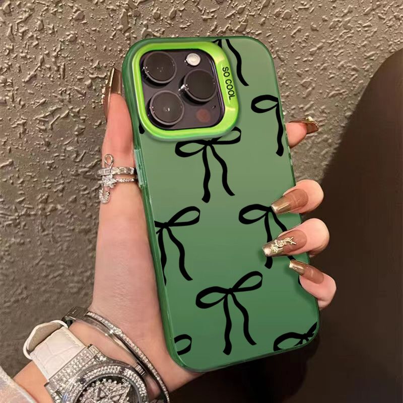 Coque de téléphone à motif cœur et nœud pour iPhone 16 Pro Max, 15, 14, 13, 12, 11, XS, X, XR, 7, 8 Plus, SE 2022, résistante aux chocs, rigide et mate_voghion.com