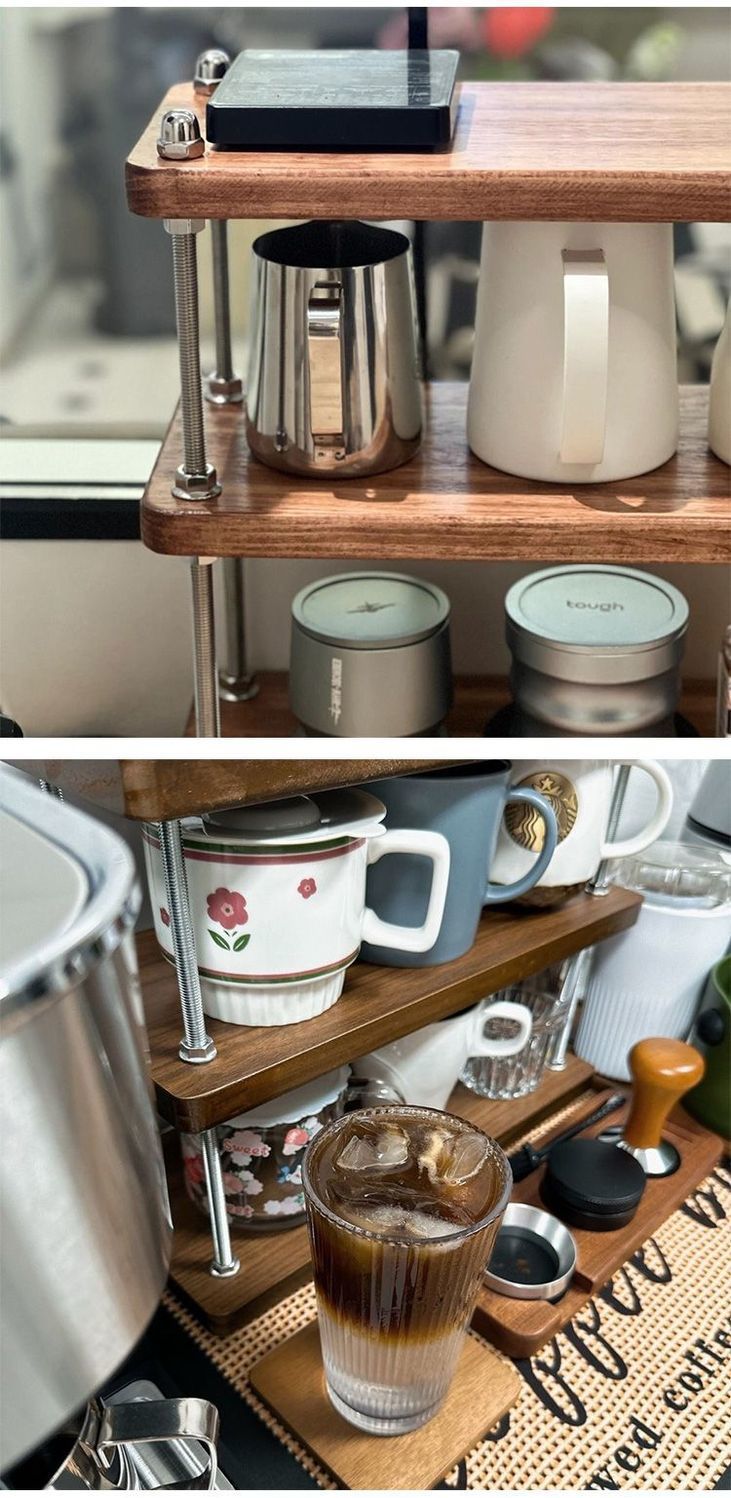 Storage Vintage Style Kitchen Shelf Partition Workstation Desktop Organizer Tea Cup Coffee Rack_voghion.com