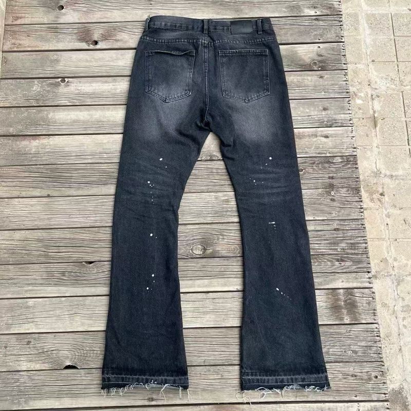 Men's Clothing Washed Ink Splashed Flared Jeans Trendy Retro Trousers_voghion.com