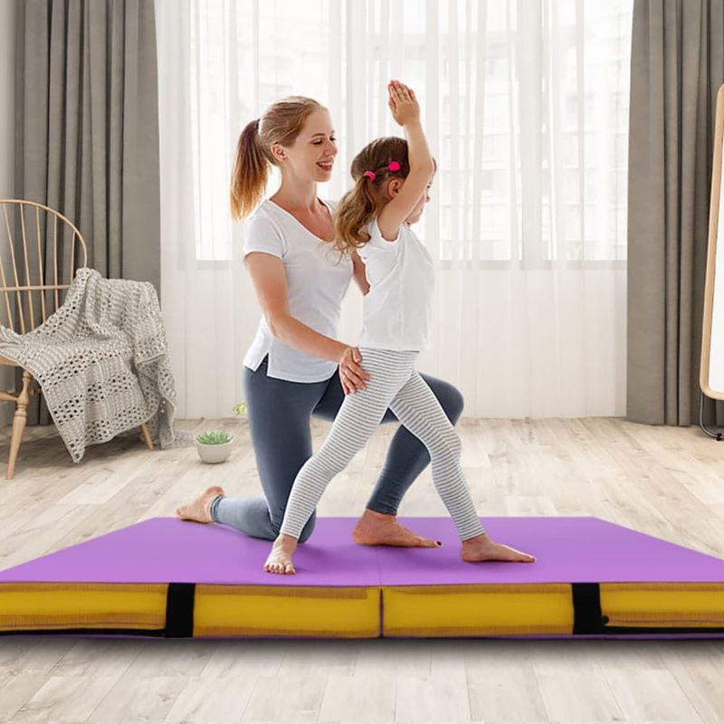 4ft X 4ft X 4in Bi-Folding Gymnastic Tumbling Mat With Handles And Cover_voghion.com