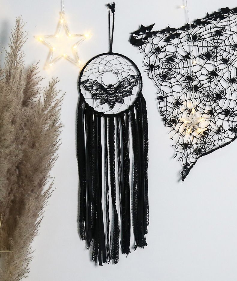 Creative Black Moth Halloween Party Pendant Dream Catcher_voghion.com